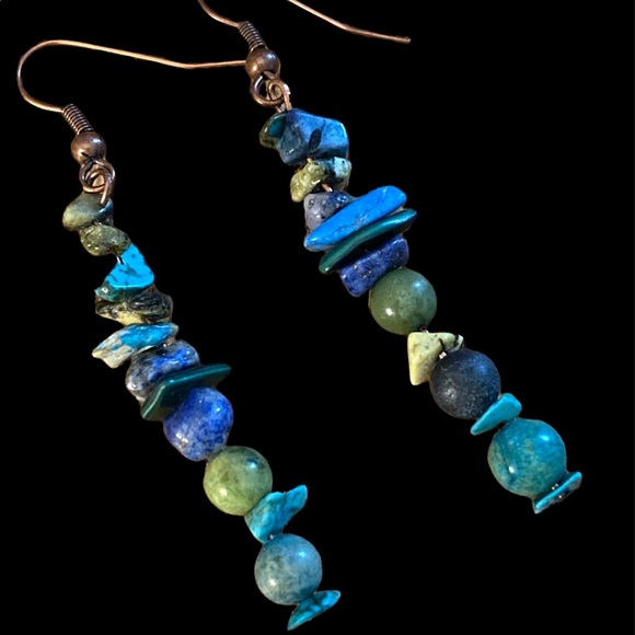 Genuine Turquoise Gemstone Earrings - Picture 4 of 5